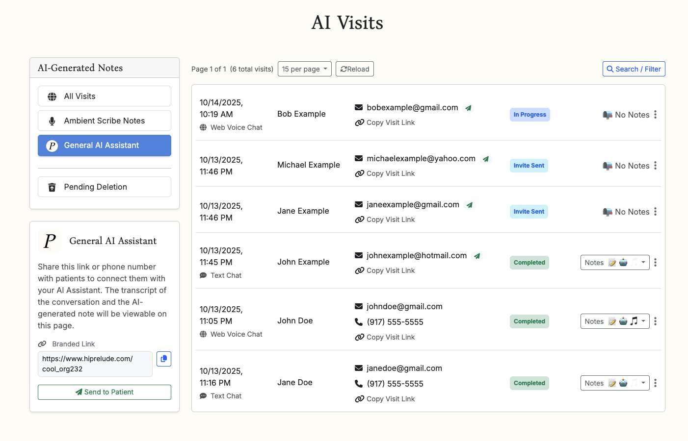 AI Visits screenshot