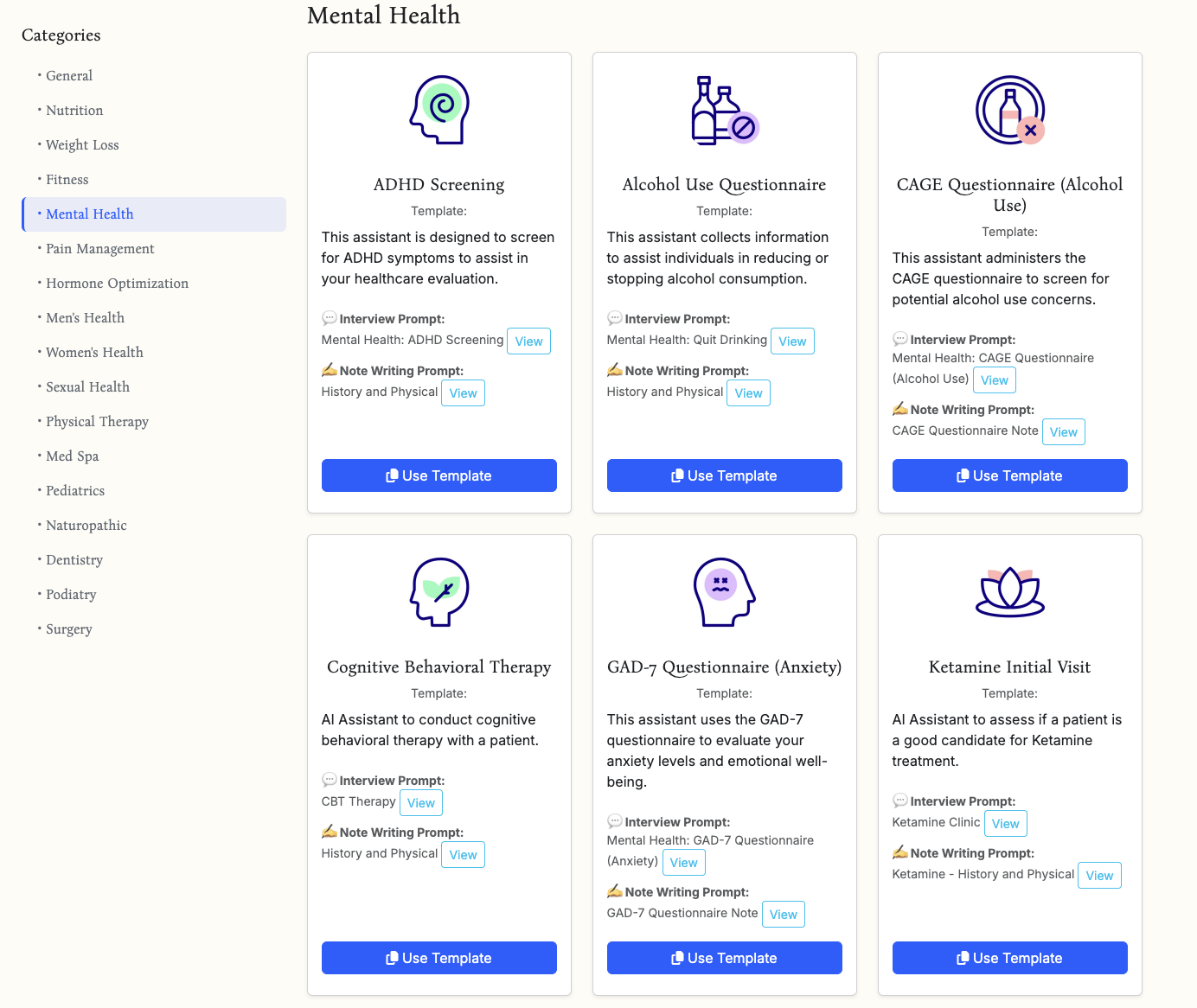 Premade assistants screenshots