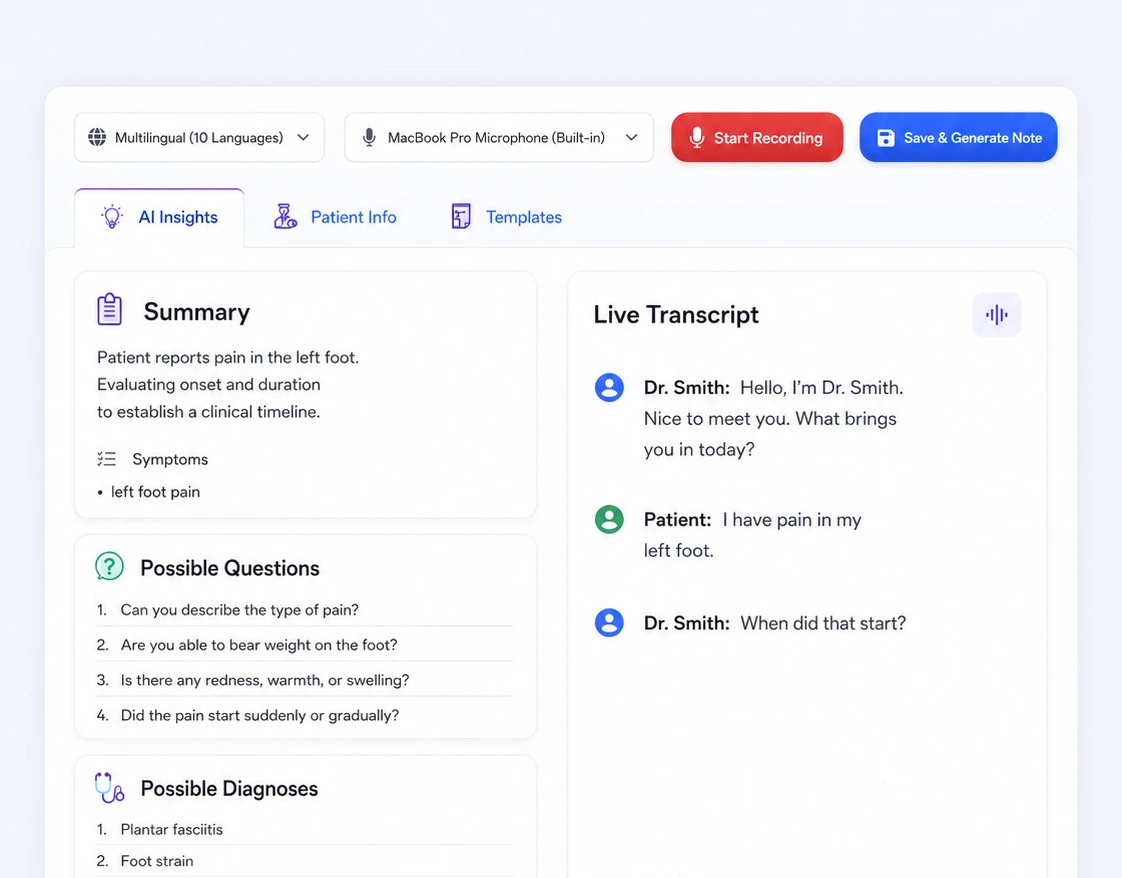 Prelude AI copilot in-visit view